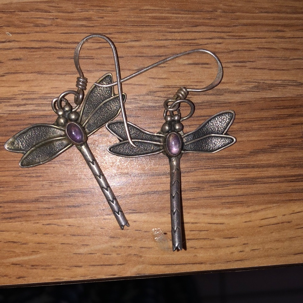 Butterflies with stone pure silver